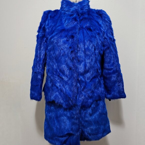 New Real MINK Fur Coat Jacket Stole Cobalt Royal Blue Cornflower Azure No Fox - Picture 1 of 7